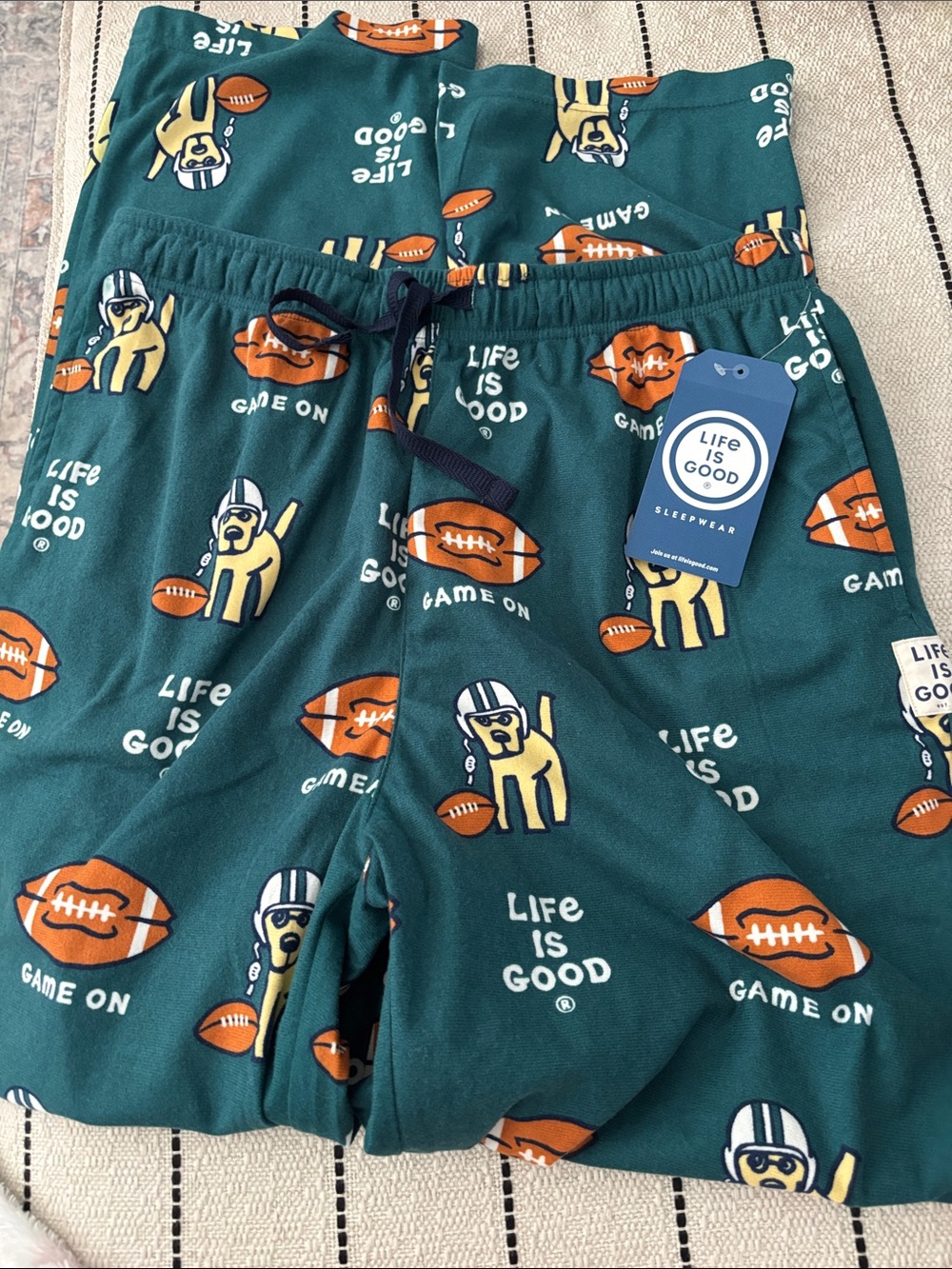 Life Is Good Green Game On Men’s Pajama Bottoms